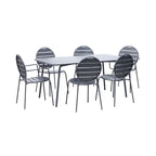 Baca - Table + 4 Chaises + 2 Fauteuils Ronds En Métal - Gris