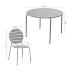 Baca - Table + 4 Round Metal Chairs Set - Gray