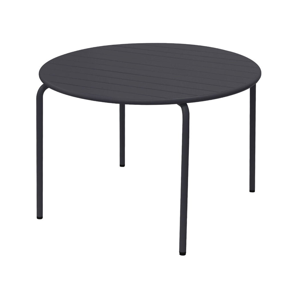 Baca - Table + 4 Round Metal Chairs Set - Gray