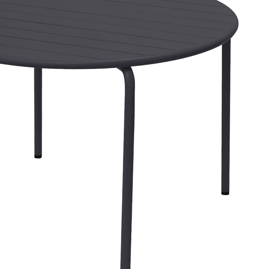 Baca - Table + 4 Round Metal Chairs Set - Gray