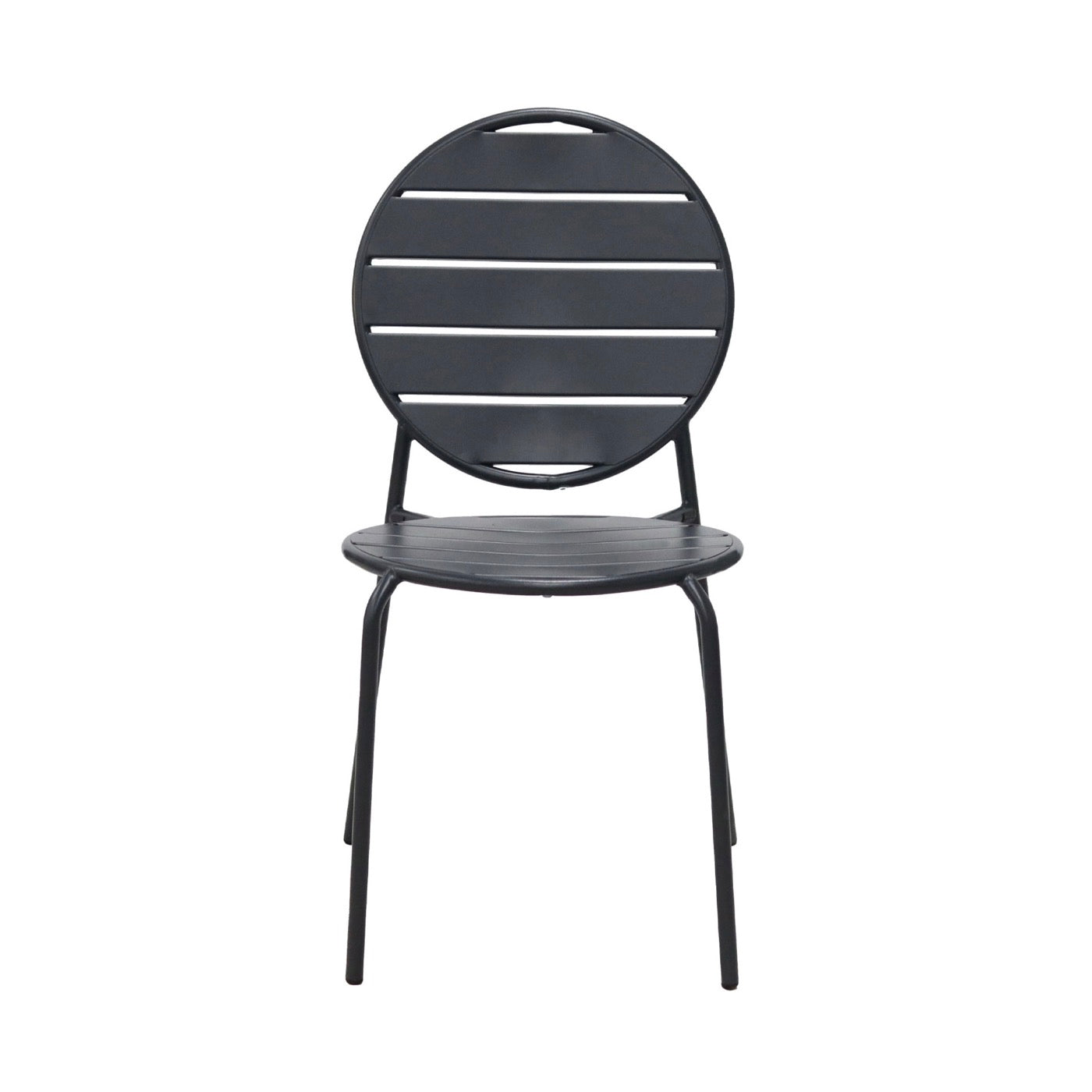 Baca - Table + 4 Round Metal Chairs Set - Gray