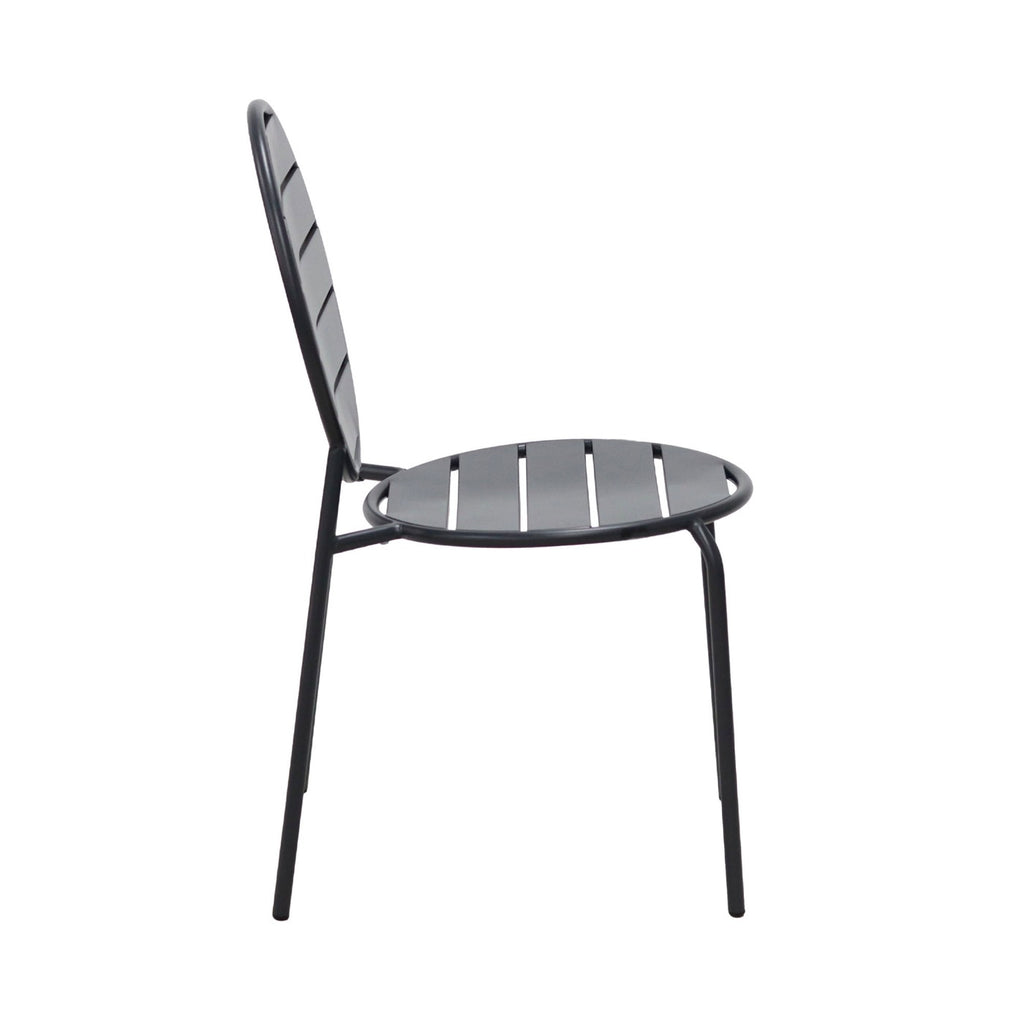Baca - Table + 4 Round Metal Chairs Set - Gray