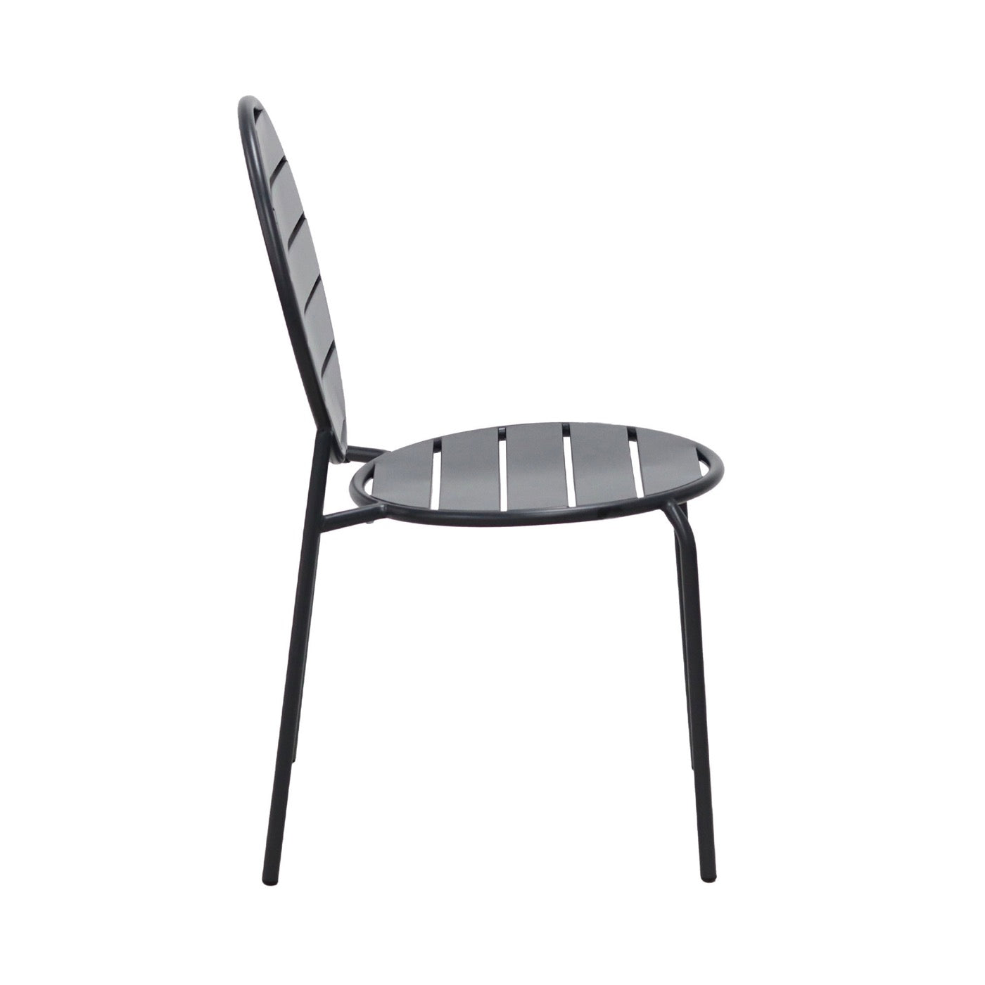 Baca - Table + 4 Round Metal Chairs Set - Gray