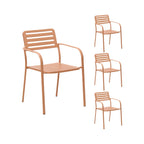 Baca - Garden Table + 4 Stackable Metal Armchairs - Terracotta