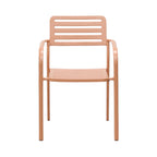 Baca - Garden Table + 4 Stackable Metal Armchairs - Terracotta