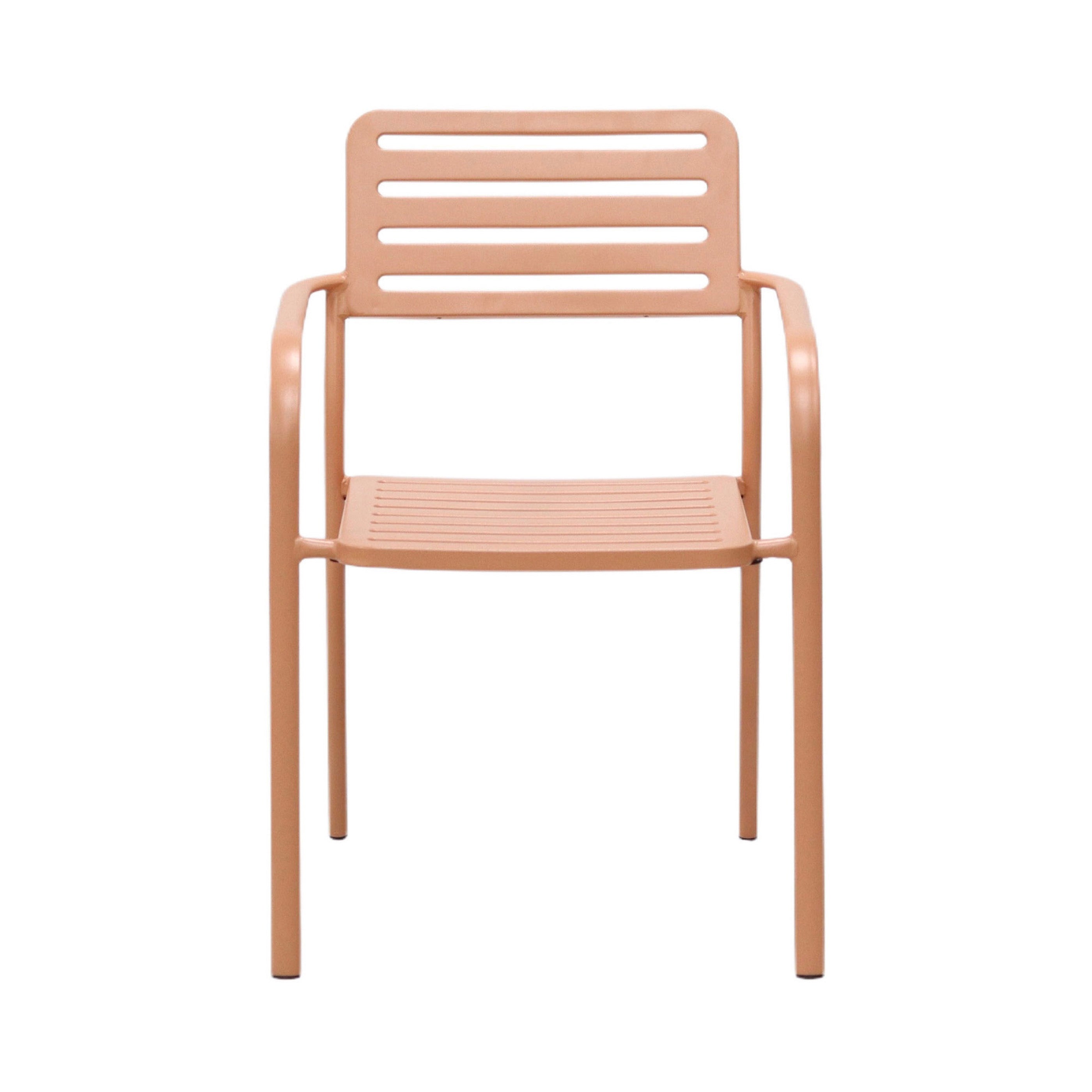 Baca - Garden Table + 4 Stackable Metal Armchairs - Terracotta
