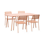 Baca - Garden Table + 4 Stackable Metal Armchairs - Terracotta