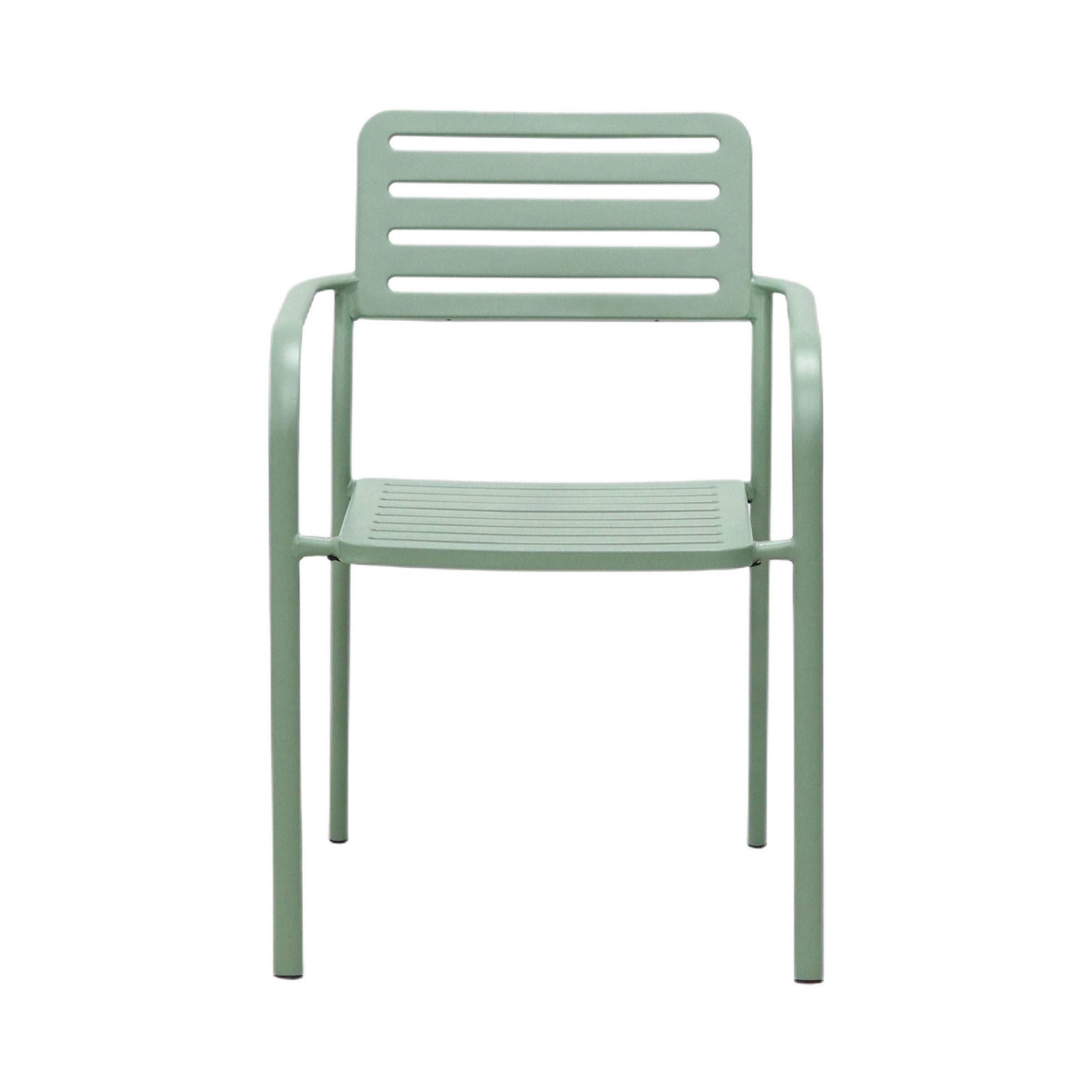 Baca - Table De Jardin + 4 Fauteuils Empilables En Métal - Vert
