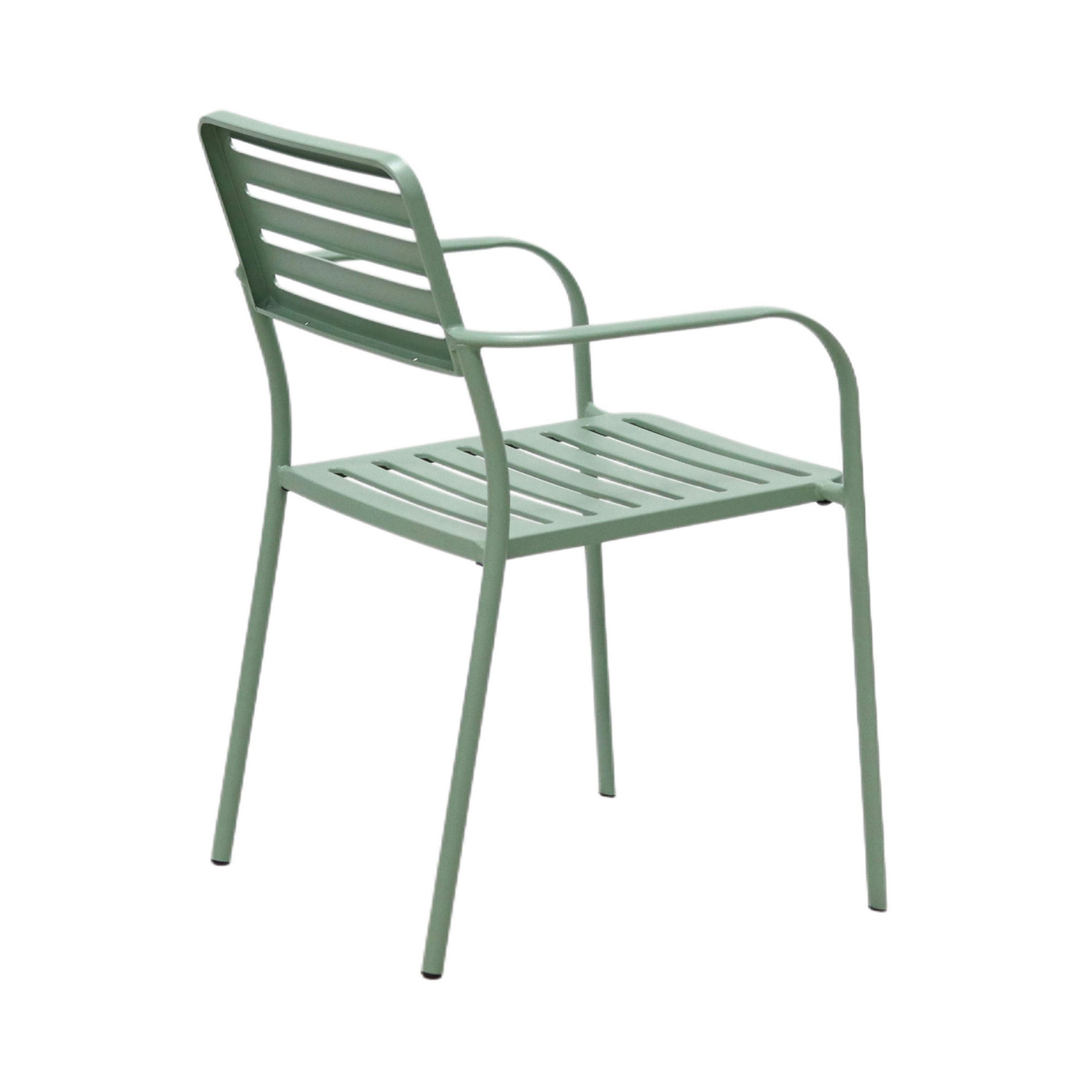 Baca - Table De Jardin + 4 Fauteuils Empilables En Métal - Vert