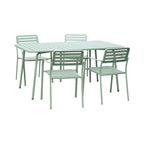 Baca - Table De Jardin + 4 Fauteuils Empilables En Métal - Vert