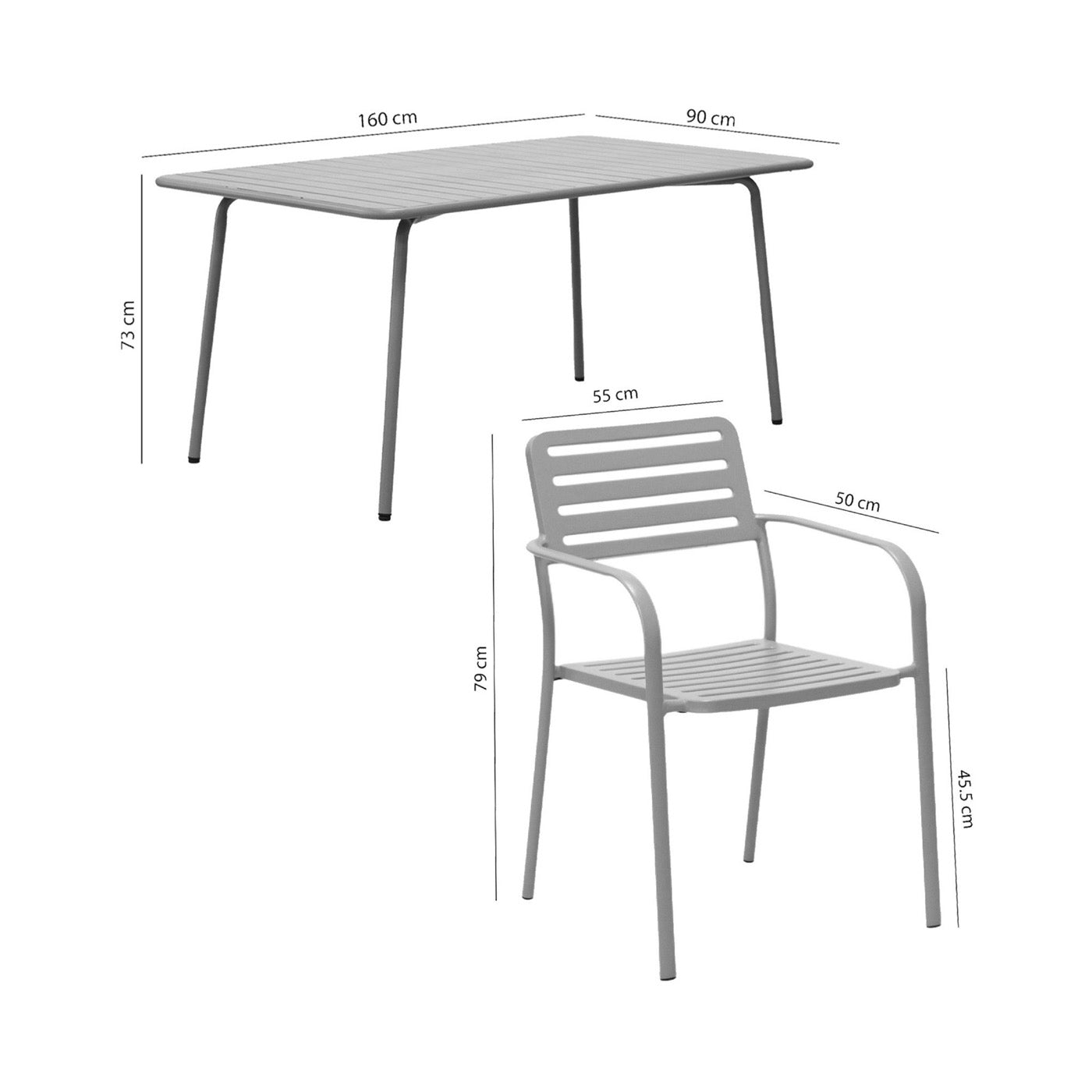 Baca - Table De Jardin + 6 Fauteuils Empilables En Métal - Terracotta