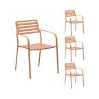 Baca - Table De Jardin + 6 Fauteuils Empilables En Métal - Terracotta