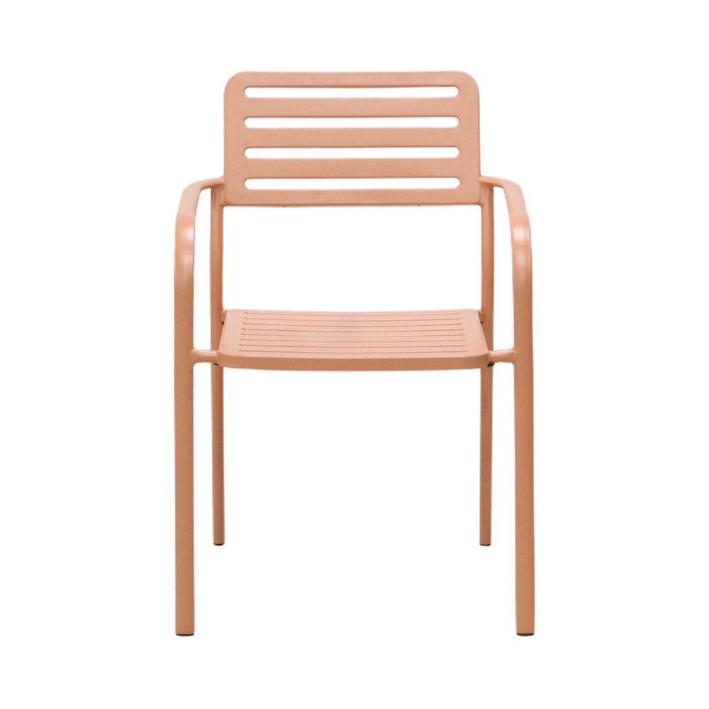 Baca - Table De Jardin + 6 Fauteuils Empilables En Métal - Terracotta