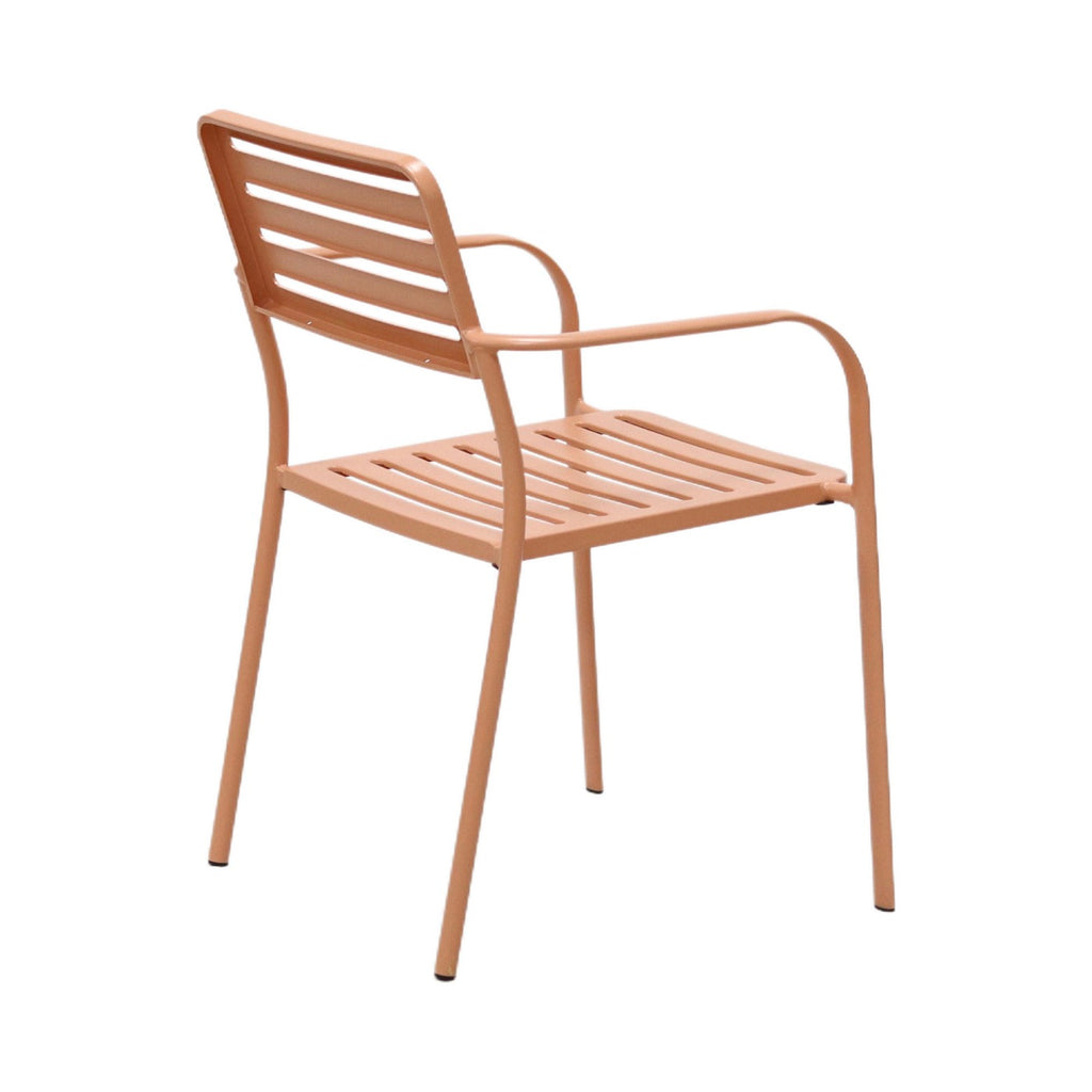 Baca - Table De Jardin + 6 Fauteuils Empilables En Métal - Terracotta