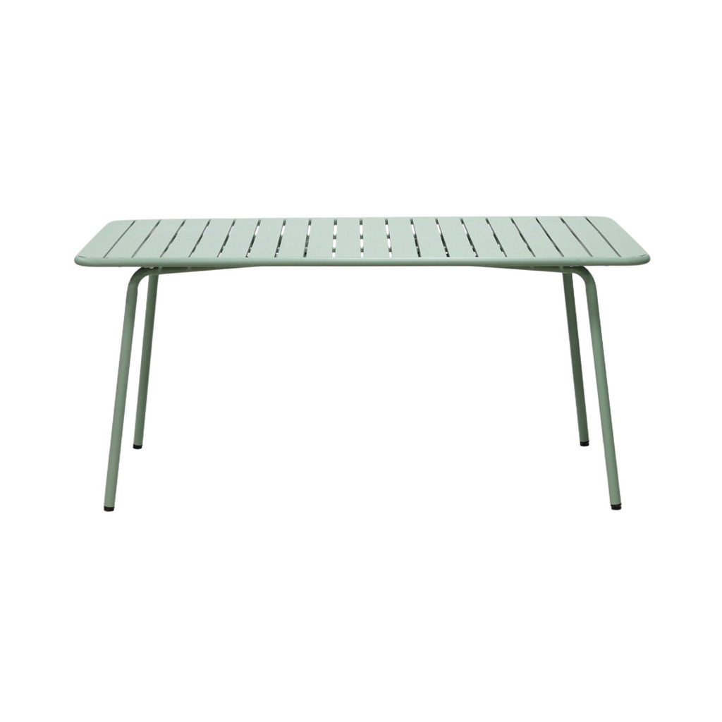 Baca - Mesa de Jardín + 6 Sillones de Metal Apilables - Verde