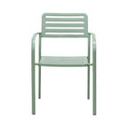 Baca - Mesa de Jardín + 6 Sillones de Metal Apilables - Verde