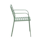 Baca - Mesa de Jardín + 6 Sillones de Metal Apilables - Verde