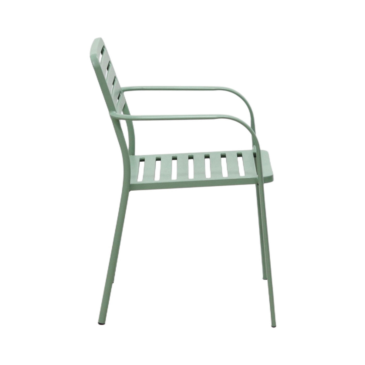 Baca - Mesa de Jardín + 6 Sillones de Metal Apilables - Verde