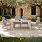 Renalo - Table De Jardin + 4 Fauteuils Repas En Aluminium - Taupe