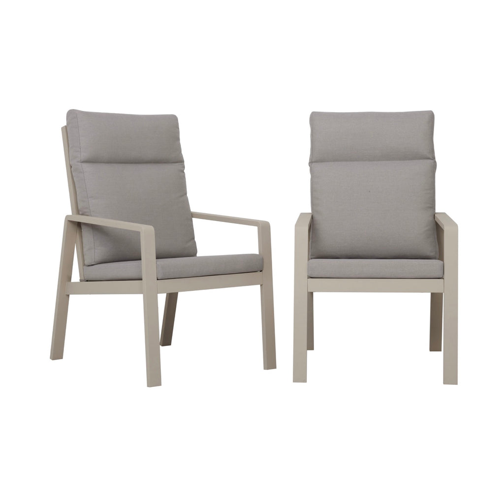 Renalo - Table De Jardin + 4 Fauteuils Repas En Aluminium - Taupe