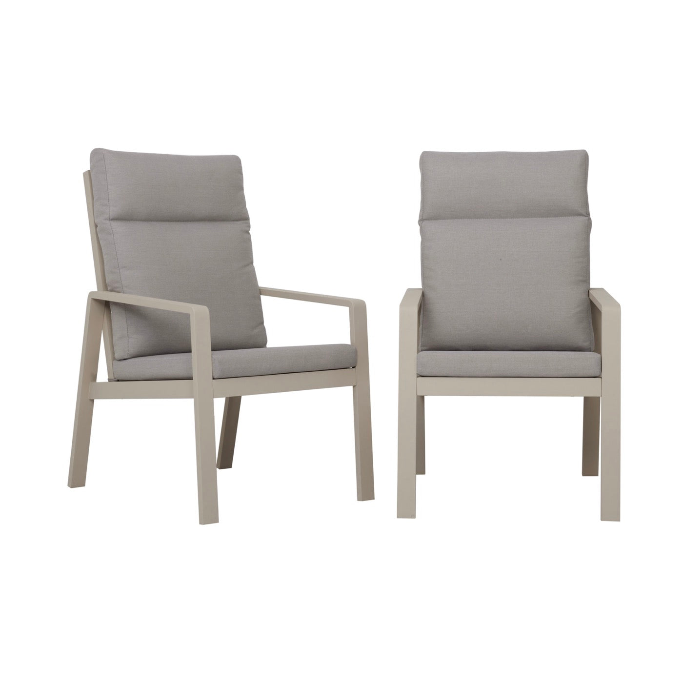 Renalo - Table De Jardin + 4 Fauteuils Repas En Aluminium - Taupe