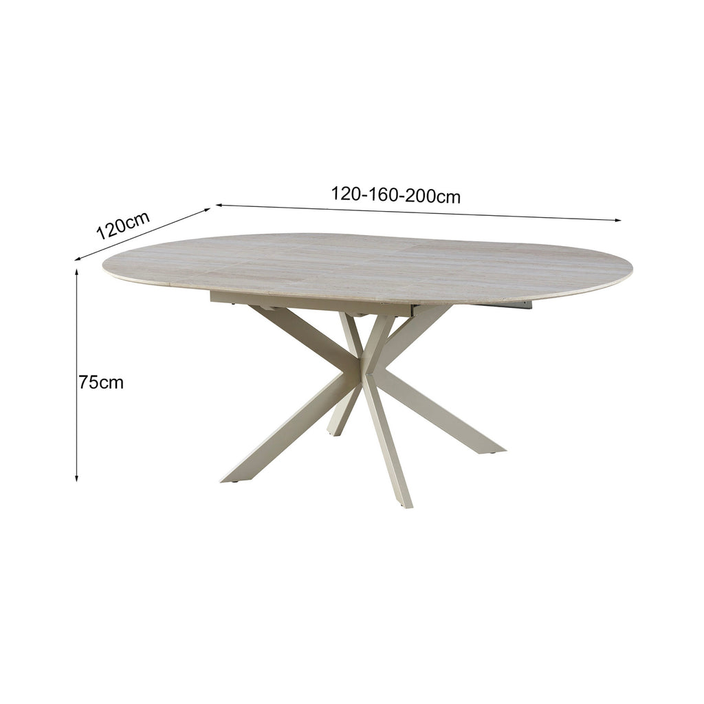 Venter - Table À Manger Extensible Pieds En Métal - Beige