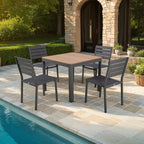 Mimizan - Ensemble Table De Jardin Carrée + 4 Chaises - Marron