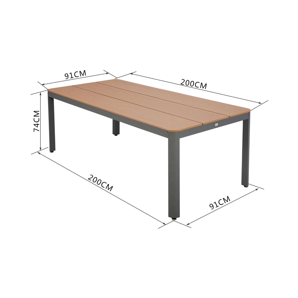 Mimizan - Garden Table + 6 Chairs Set - Brown