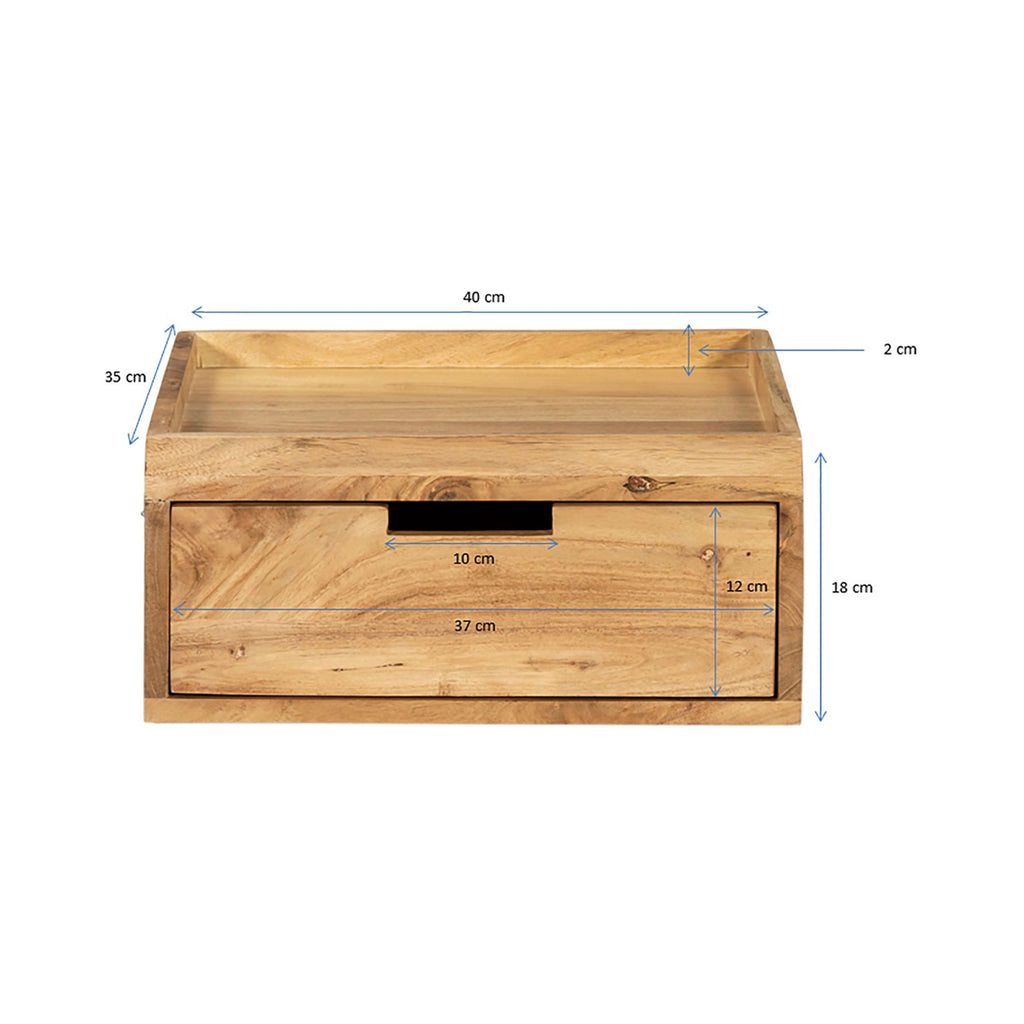 Chevet Suspendu 1 Tiroir En Acacia - Naturel