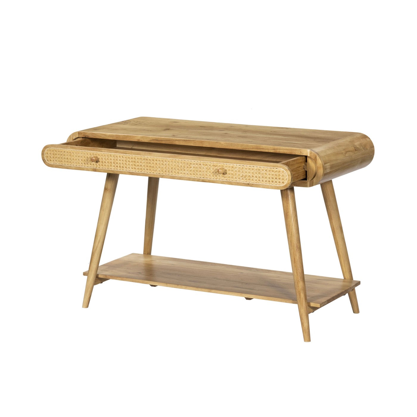 Console En Acacia Et Rotin - Naturel