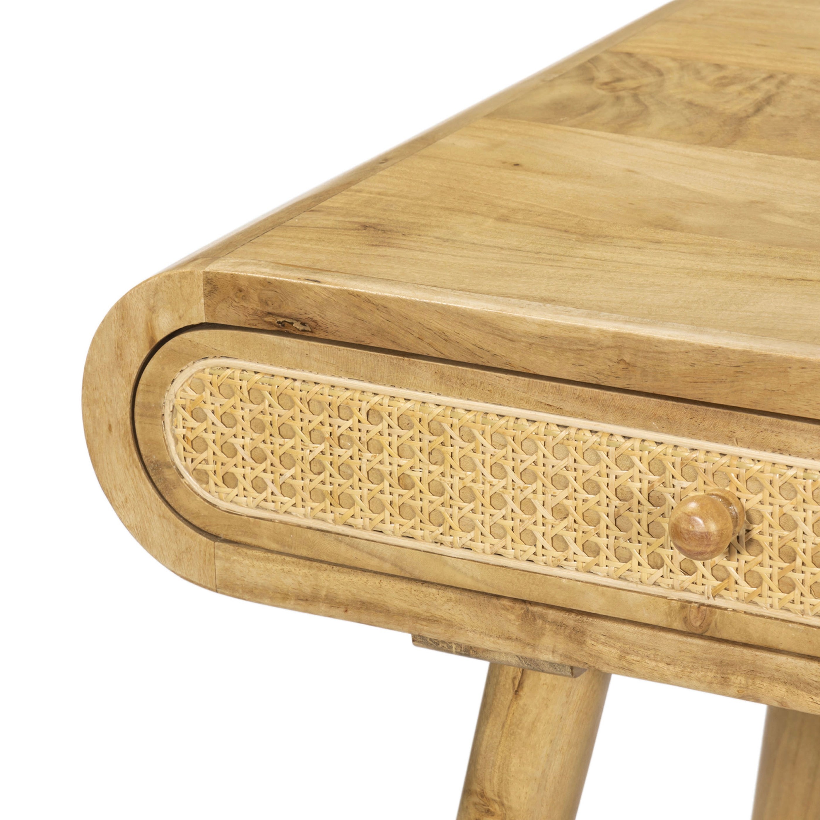 Console En Acacia Et Rotin - Naturel