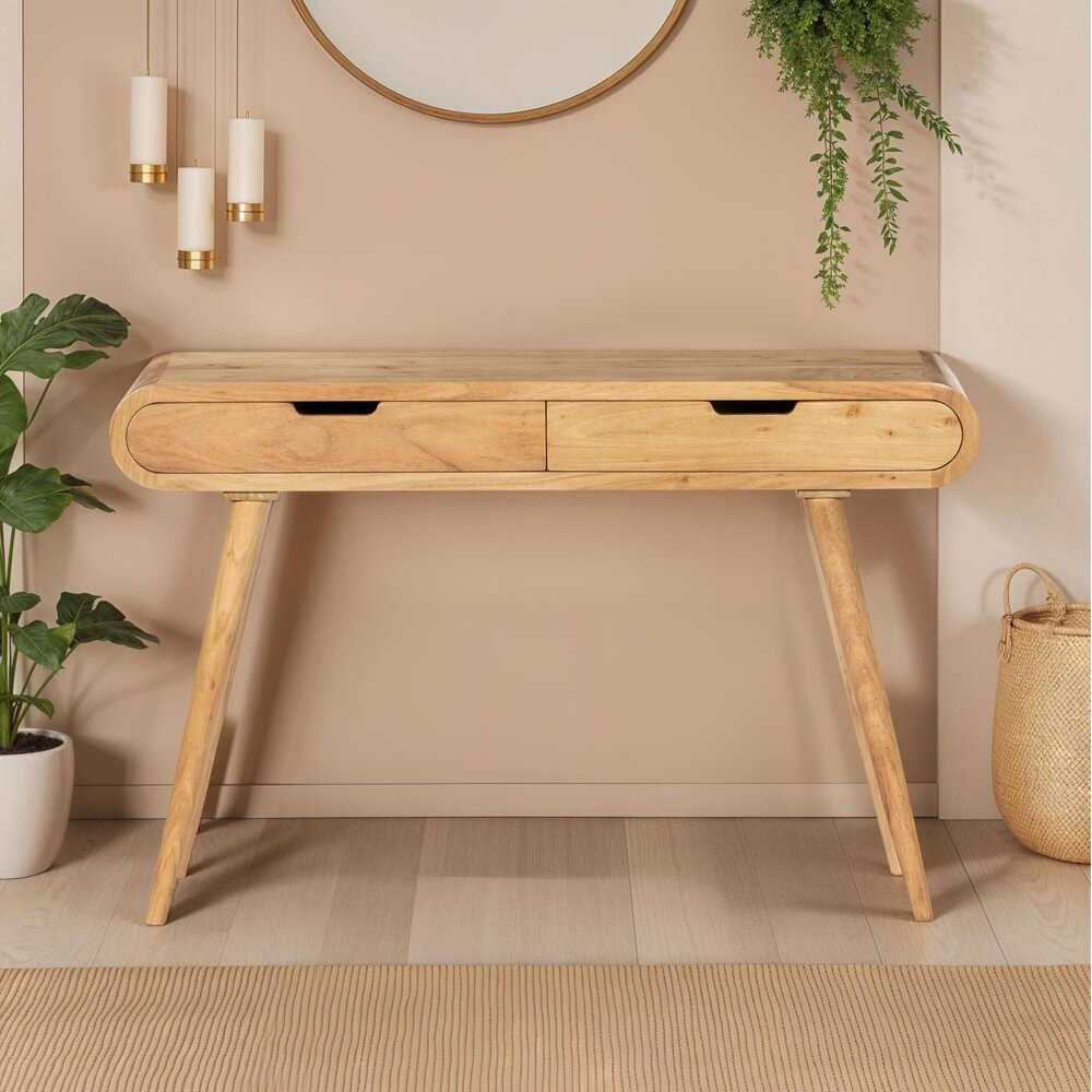 Consola Acacia Con 2 Cajones - Natural