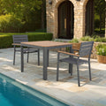 Mimizan - Square Garden Table + 2 Armchairs Set - Gray
