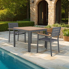 Mimizan - Square Garden Table + 2 Armchairs Set - Gray