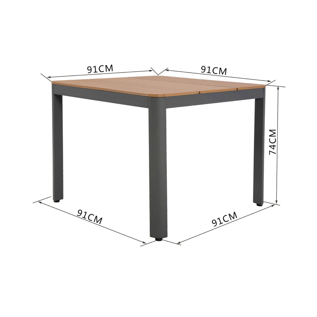 Mimizan - Square Garden Table + 2 Armchairs Set - Gray