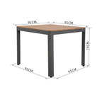Mimizan - Square Garden Table + 2 Armchairs Set - Gray