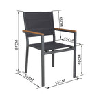Mimizan - Square Garden Table + 2 Armchairs Set - Gray