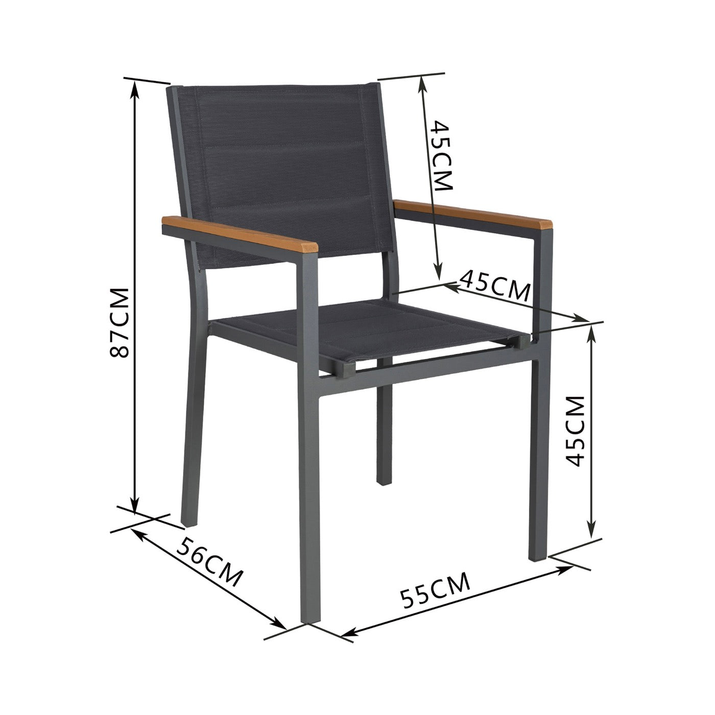 Mimizan - Square Garden Table + 2 Armchairs Set - Gray