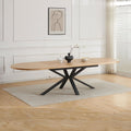 Venter - Mesa de Comedor Ovalada Extensible con Patas de Metal - Natural