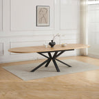 Venter - Mesa de Comedor Ovalada Extensible con Patas de Metal - Natural