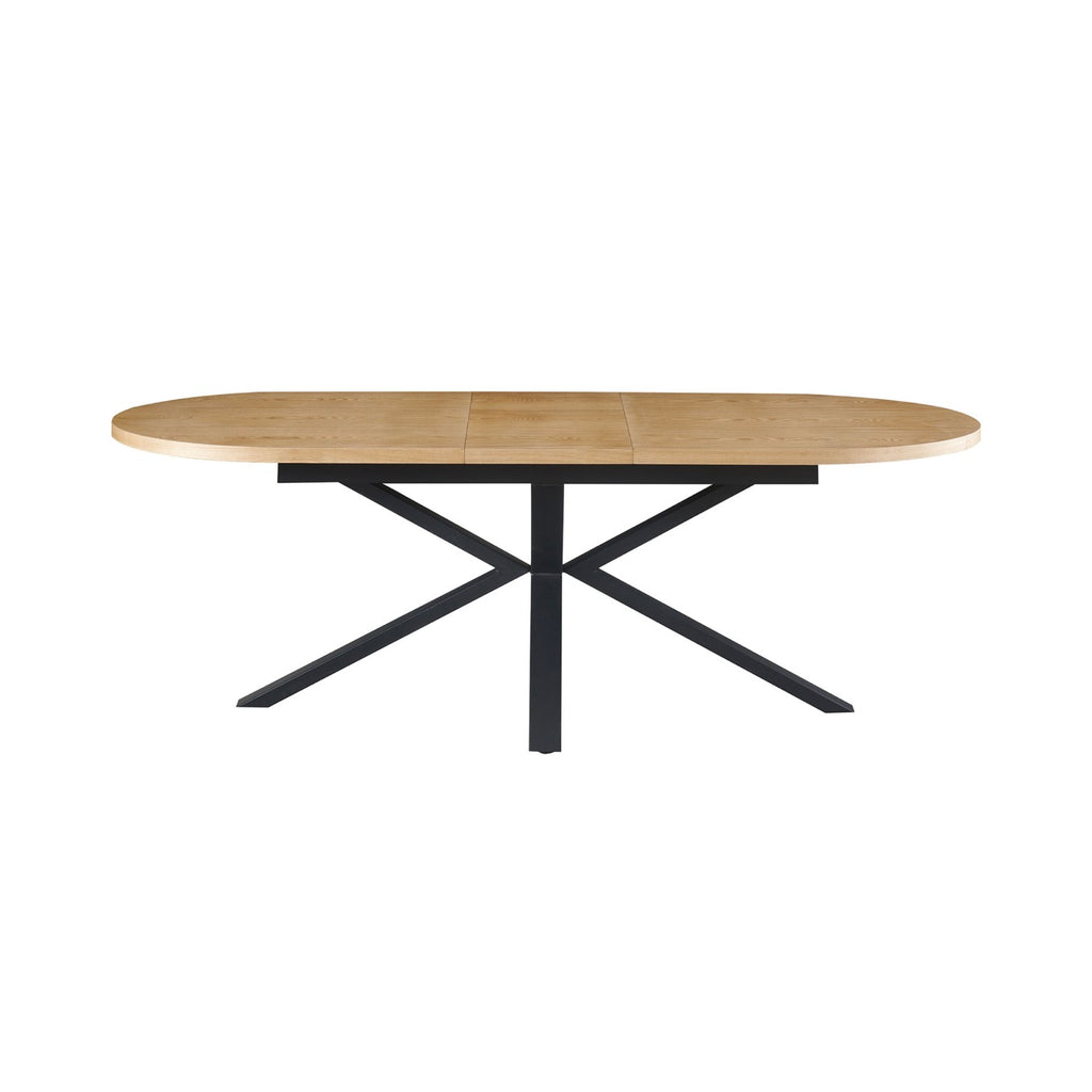 Venter - Mesa de Comedor Ovalada Extensible con Patas de Metal - Natural