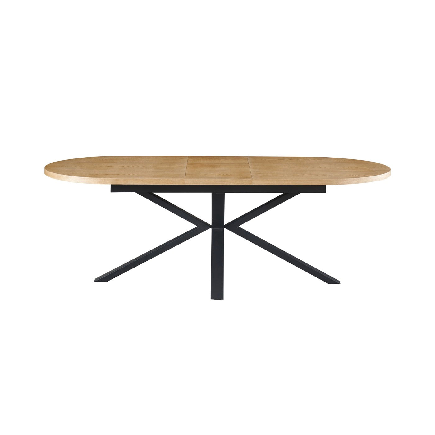 Venter - Mesa de Comedor Ovalada Extensible con Patas de Metal - Natural