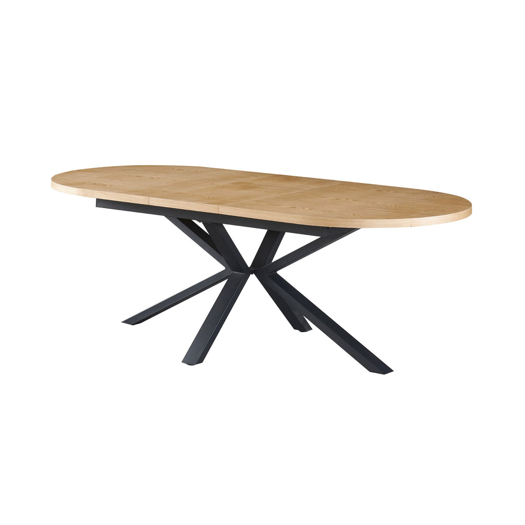 Venter - Mesa de Comedor Ovalada Extensible con Patas de Metal - Natural