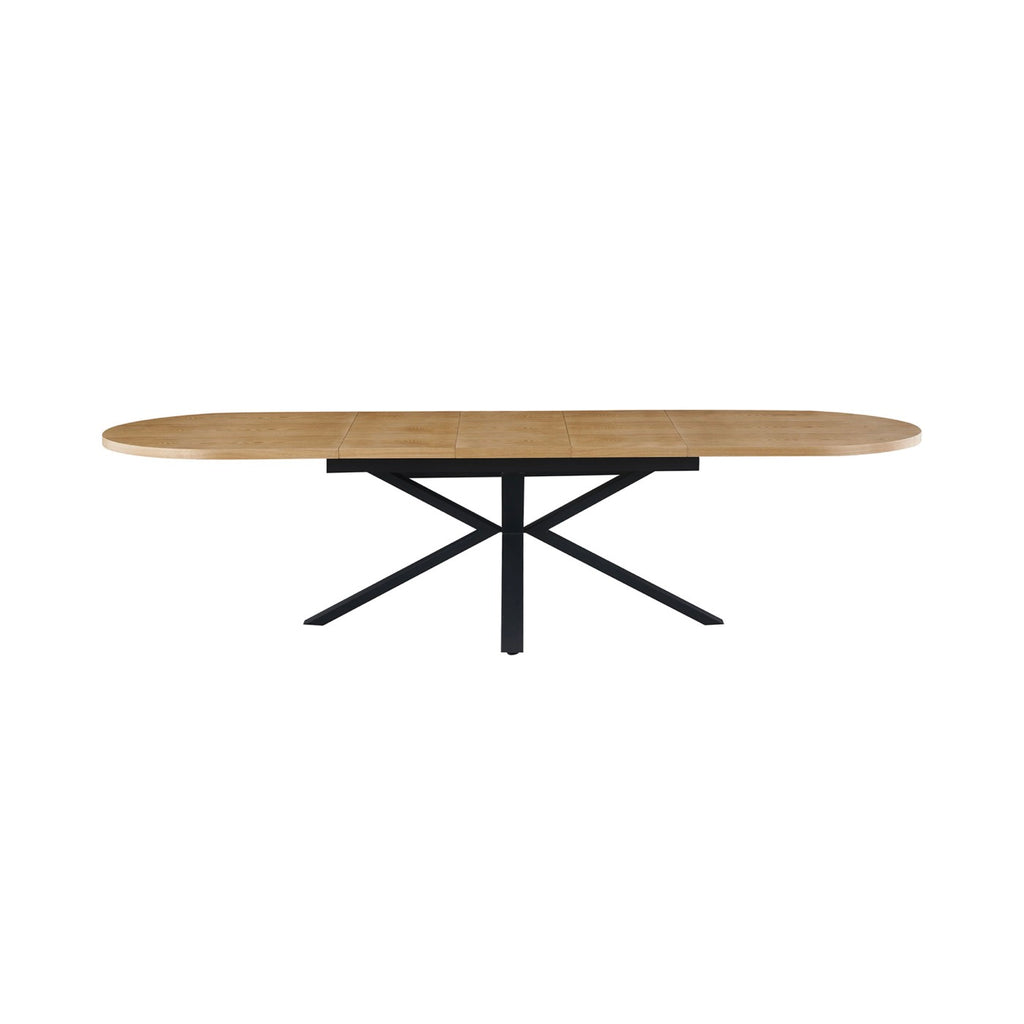 Venter - Mesa de Comedor Ovalada Extensible con Patas de Metal - Natural