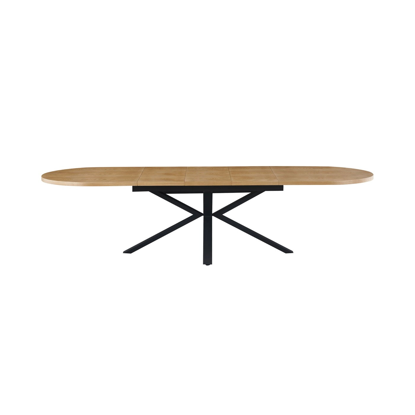 Venter - Mesa de Comedor Ovalada Extensible con Patas de Metal - Natural