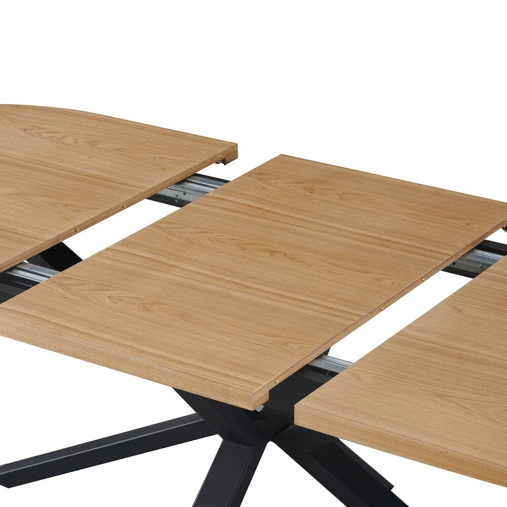 Venter - Mesa de Comedor Ovalada Extensible con Patas de Metal - Natural