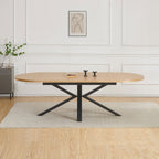 Venter - Table À Manger Ovale Extensible Pieds En Métal - Naturel