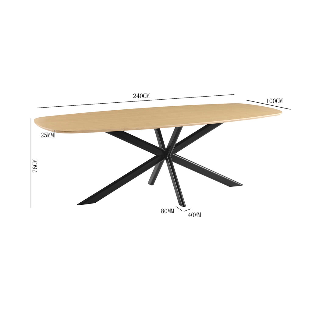 Linz - Table À Manger En Bois Et Pied En Métal - 8 Personnes - Chêne