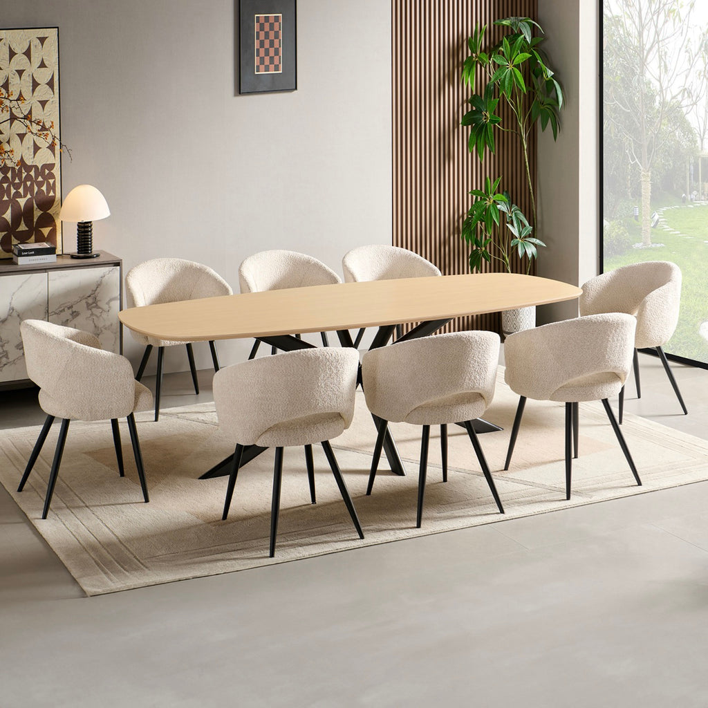 Linz - Table À Manger En Bois Et Pied En Métal - 8 Personnes - Chêne