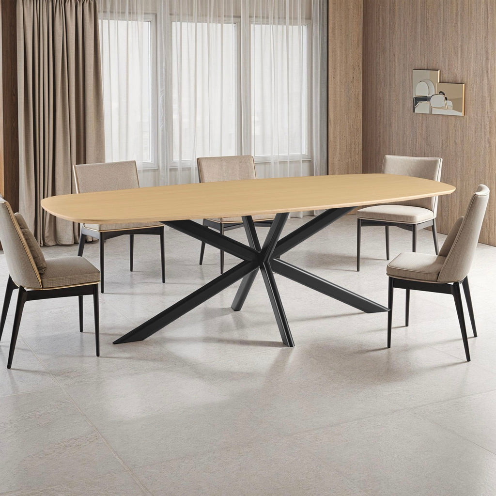 Linz - Table À Manger En Bois Et Pied En Métal - 6 Personnes - Chêne